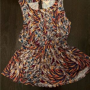 Anthropologie Multicolor Feather Print Blouse